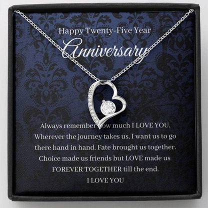 Wife Necklace, 25Th Wedding Anniversary Necklace Gift For Wife Silver Anniversary Twenty Fifth