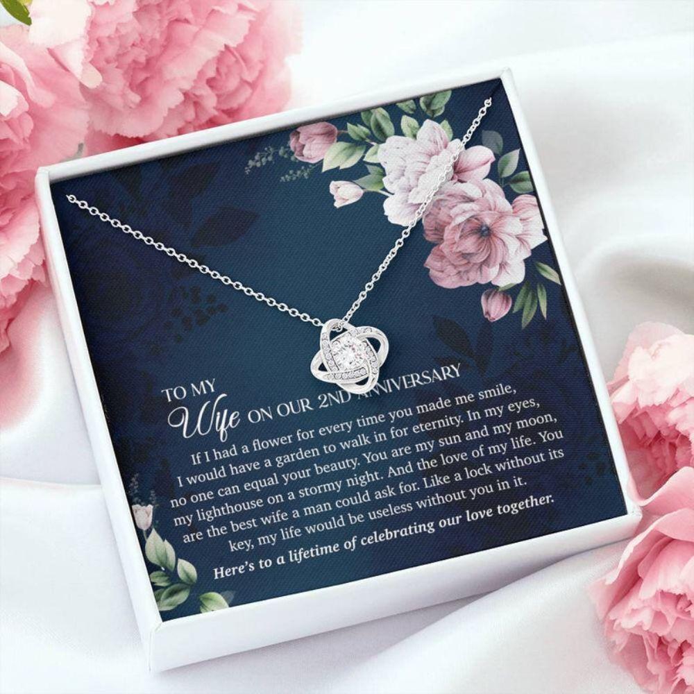 Wife Necklace, 2Nd Years Wedding Anniversary Necklace Gift For Wife, Two Year Anniversary Gifts