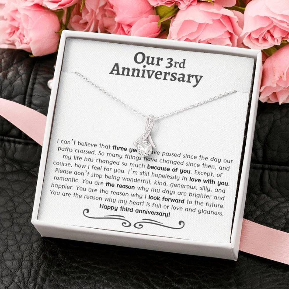 Wife Necklace, 3Rd Wedding Anniversary Necklace Gift, Three Year Anniversary, Gift For Wife