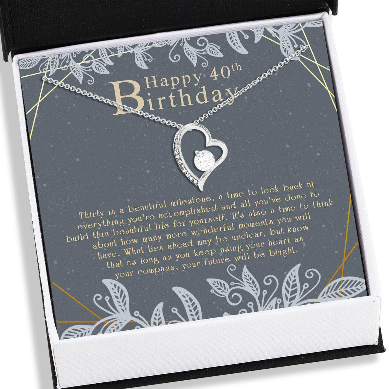 40th Birthday Necklace - Happy 40th Birthday Necklace Card - Gift For Her Birthday Necklace
