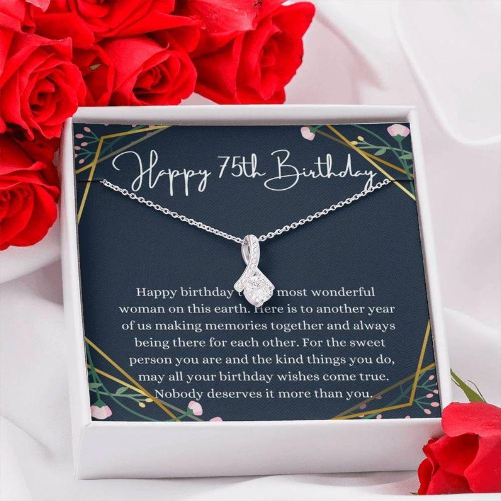 Mom Necklace, 75Th Birthday Necklace, 75Th Birthday Gift For Her, Seventy Fifth Birthday Gift