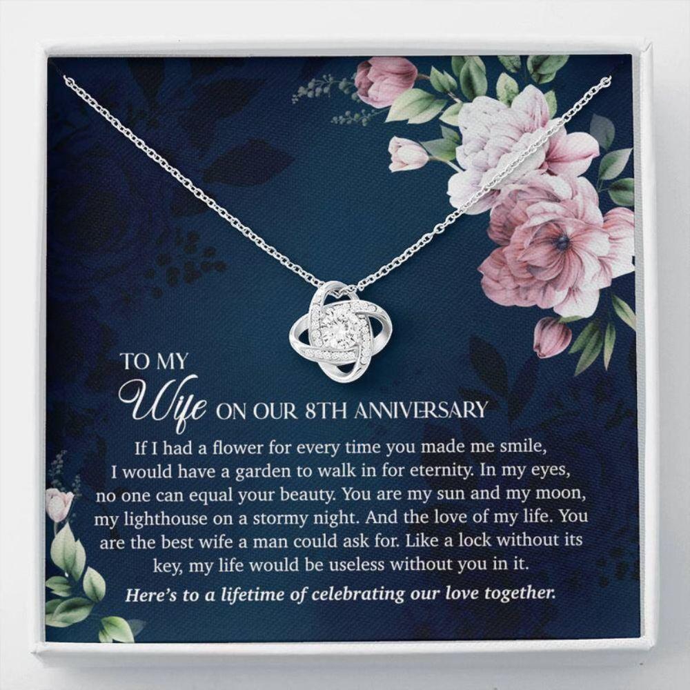 Wife Necklace, 8Th Anniversary Necklace Gift For Wife, 8 Years Wedding Anniversary Necklace