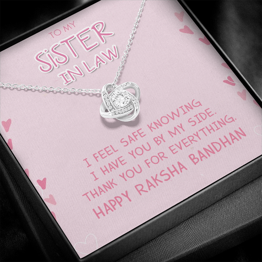 Special Raksha Bandhan Gift for Sister in Law - Pure Silver Necklace Gift Set Rakva