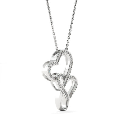 Double Heart Necklace 925 Sterling Silver