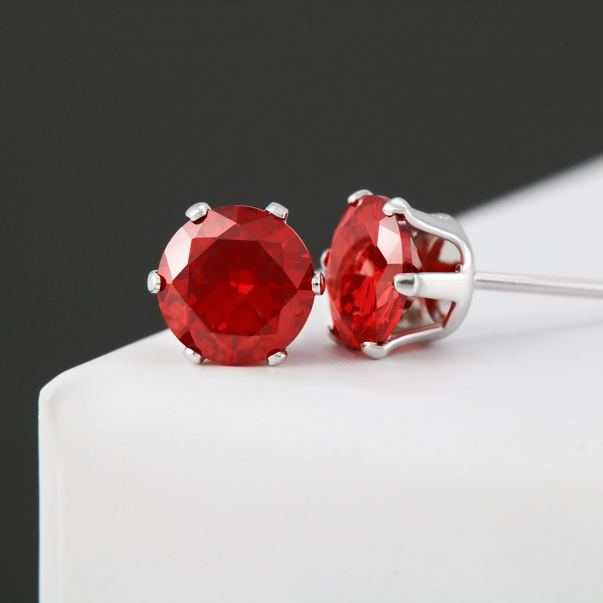 Rakva Cubic Red Zirconia Earrings - 925 Sterling Silver Rakva