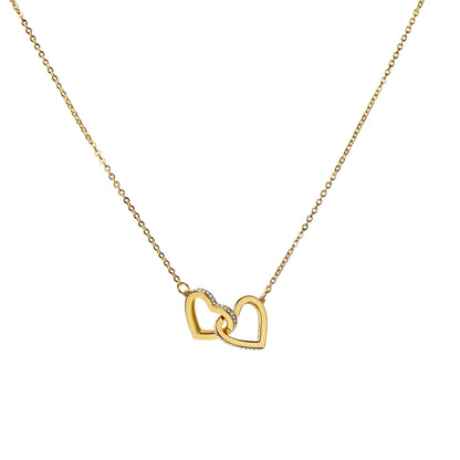 Rakva 925 Sterling Gold Interlocking Hearts | Necklace For Self Women & Girls | With Certificate Of Authenticity