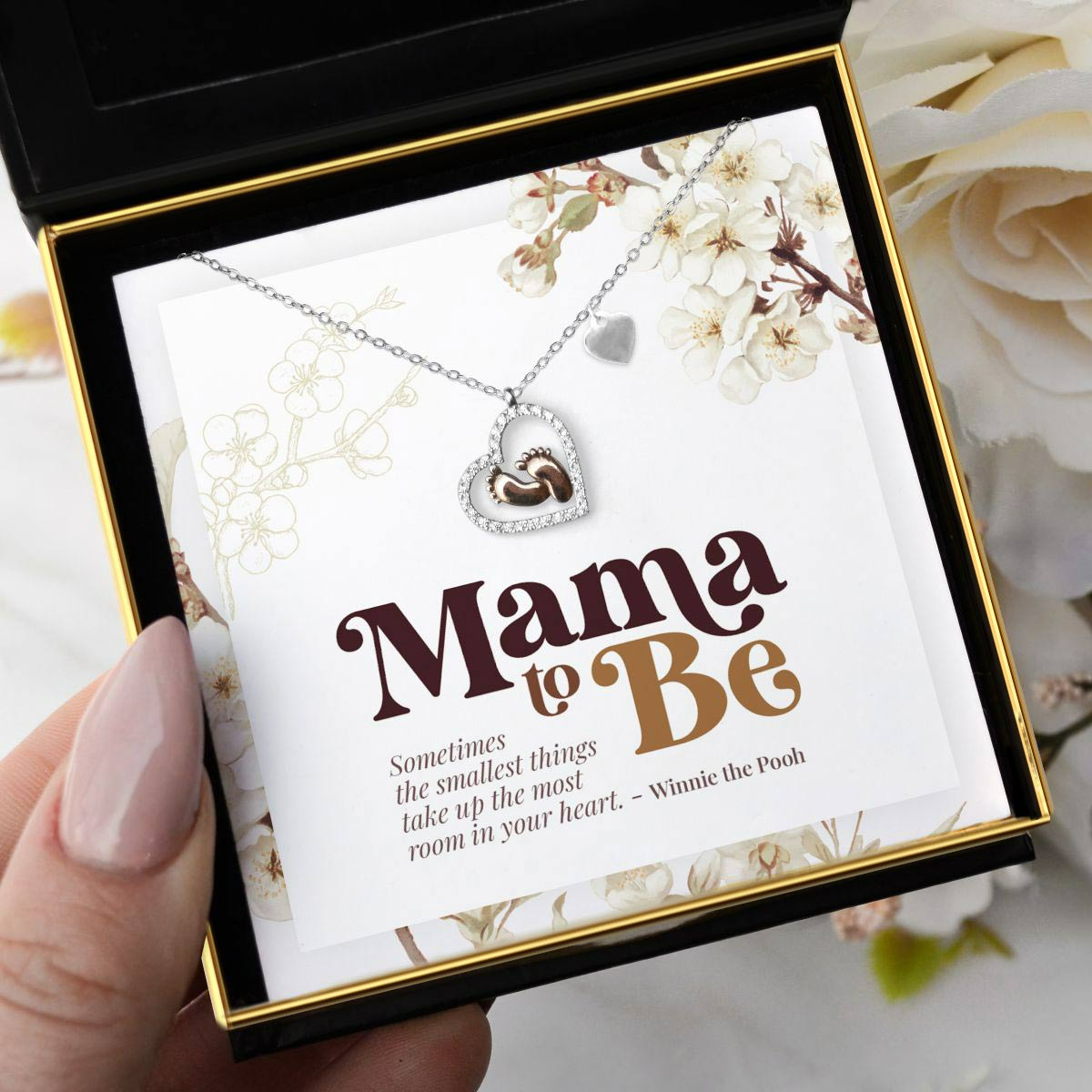 Unique Gift For Mom To Be - Baby Feet Pure Silver Pendant Gift Box