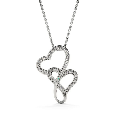 Best Gift Idea For Wife - 925 Sterling Silver Double Hearts Pendant