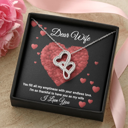 Best Silver Gift For Wife - 925 Sterling Silver Double Heart Pendant Gift Box Rakva