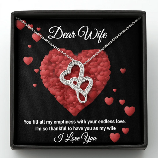 Best Silver Gift For Wife - 925 Sterling Silver Double Heart Pendant Gift Box