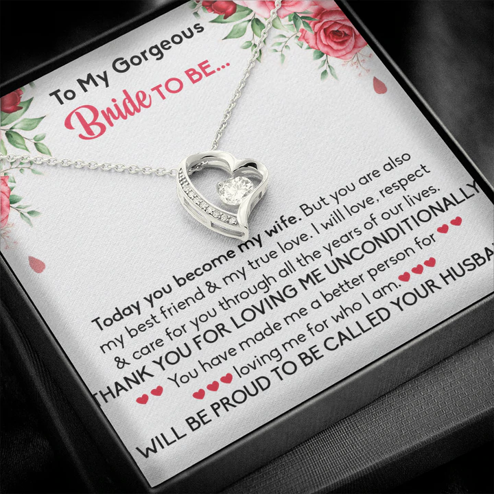 Best Gift For Bride To Be From Groom - Pure Silver Pendant With Message Card Rakva
