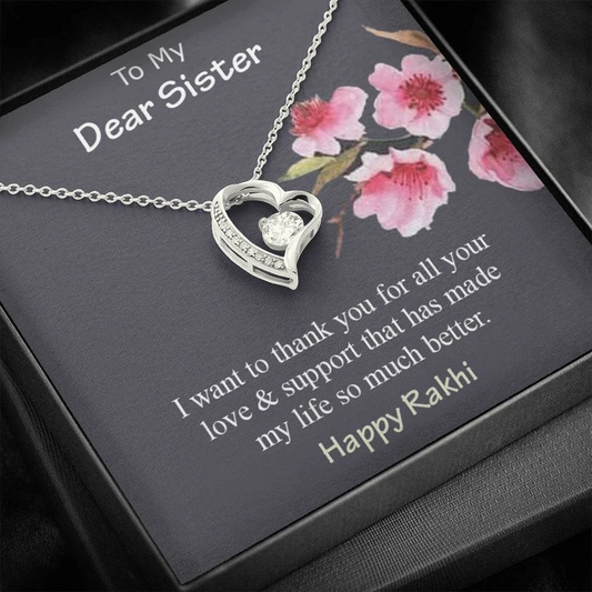 Best Special Raksha Bandhan Gift For Sister - Pure Silver Pendant And Message Card Gift Box Rakva