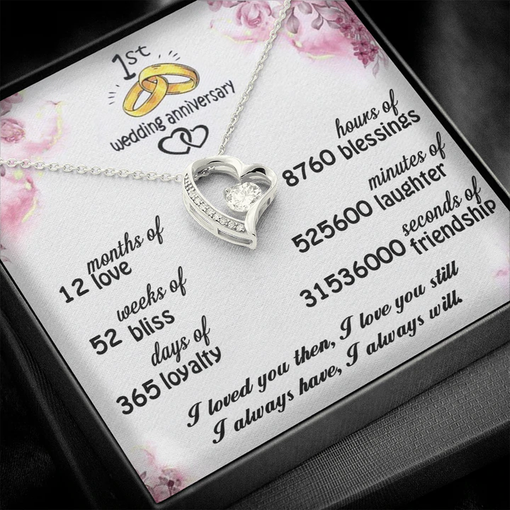 Unique 1st Anniversary Gift for Wife - Pure Silver Pendant With Message Card Rakva