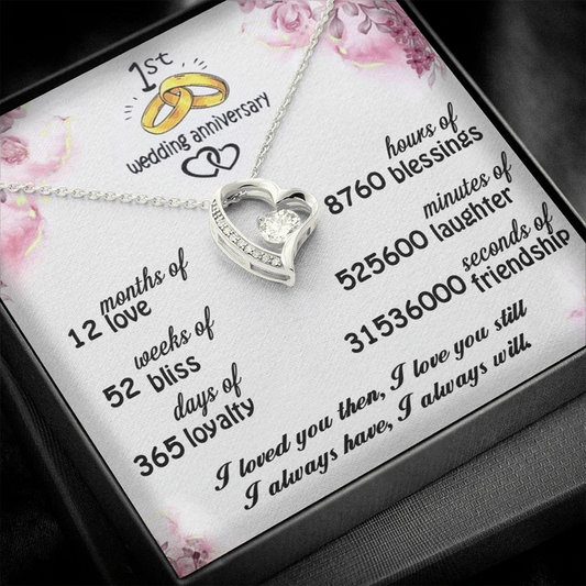 Unique 1st Anniversary Gift for Wife - Pure Silver Pendant With Message Card
