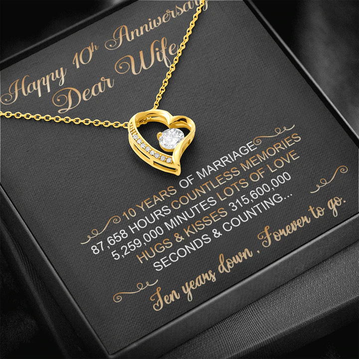 Best 10th Anniversary Gift for Wife - Pure Silver Pendant With Message Card