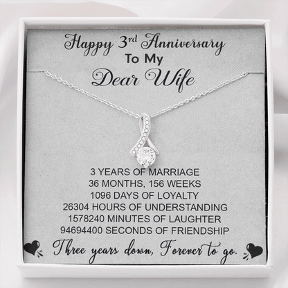 3Rd Anniversary Gift For Wife - Pure Silver Pendant With Message Card