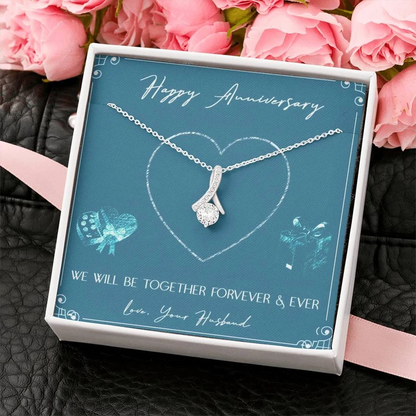 Best Wedding Anniversary Gift For Wife - Pure Silver Pendant & Message Card | Combo Gift Box