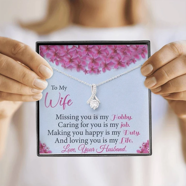 Special Gift For Wife With Message Card  - 925 Sterling Silver Pendant