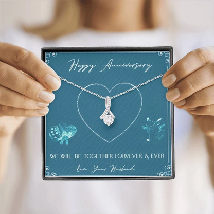 Best Wedding Anniversary Gift For Wife - Pure Silver Pendant & Message Card | Combo Gift Box