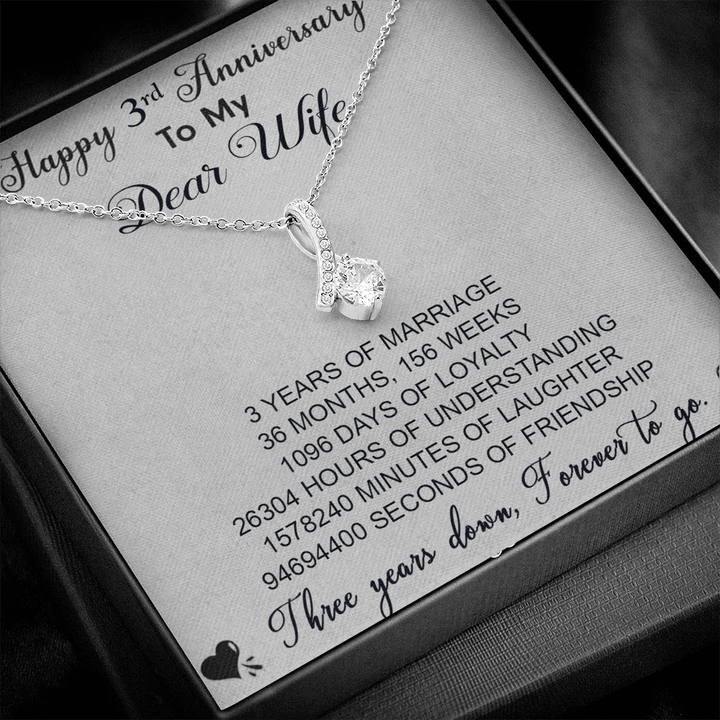 3Rd Anniversary Gift For Wife - Pure Silver Pendant With Message Card Rakva