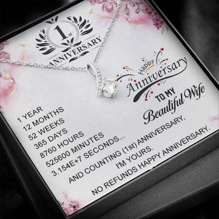 Special First Anniversary Gift For Wife - Pure Silver Pendant With Message Card