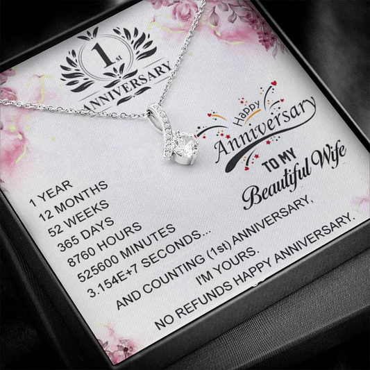 Special First Anniversary Gift For Wife - Pure Silver Pendant With Message Card Rakva