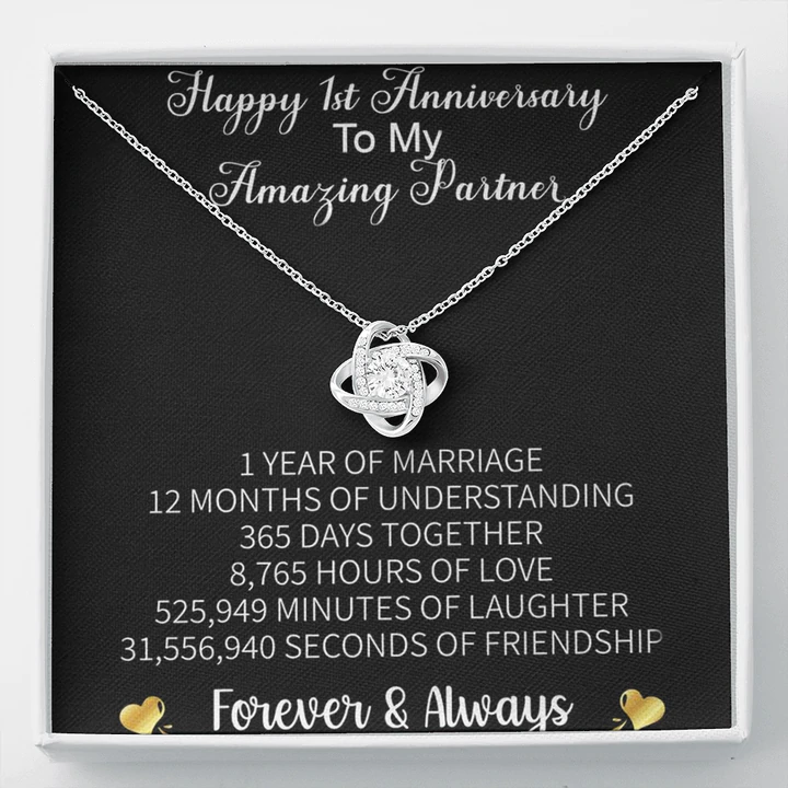 Surprise First Anniversary Gift Idea For Wife - Pure Silver Pendant With Message Card Rakva