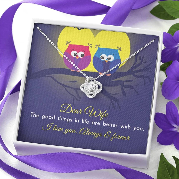 Dear Wife - I Love You - 92.5 Sterling Silver Love Knot Pendant