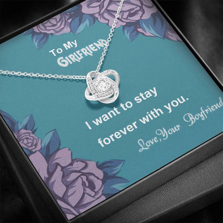 To My Girlfriend - Stay With You Forever - 92.5 Sterling Silver Love Knot Pendant
