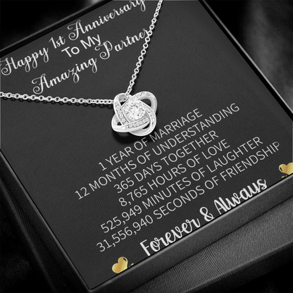 Surprise First Anniversary Gift Idea For Wife - Pure Silver Pendant With Message Card