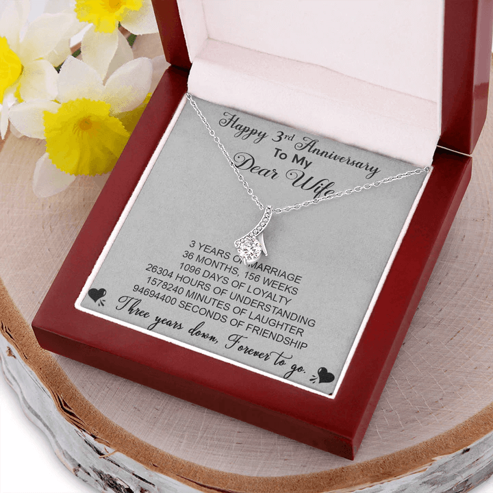 3Rd Anniversary Gift For Wife - Pure Silver Pendant With Message Card