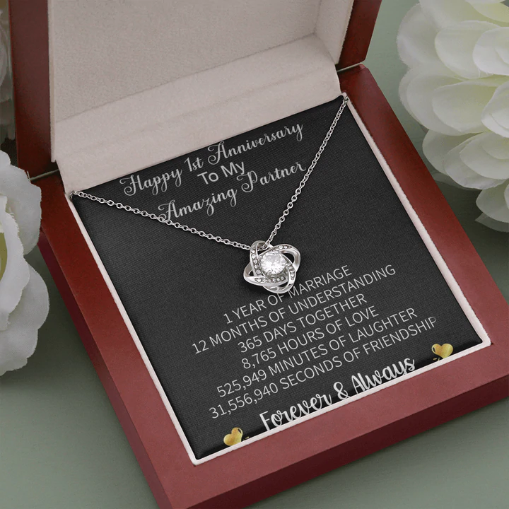 Surprise First Anniversary Gift Idea For Wife - Pure Silver Pendant With Message Card Rakva