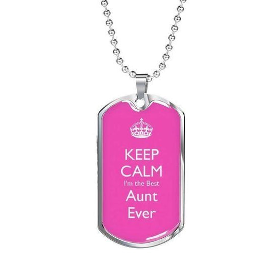 Aunt Dog Tag Custom Picture, Keep Calm Dog Tag Necklace Gift For Aunt, Auntie