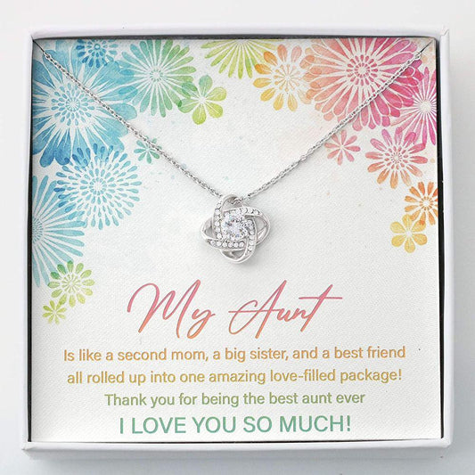 Aunt Necklace - Best Auntie Ever Necklace Gift - Love Knots , White, Fits