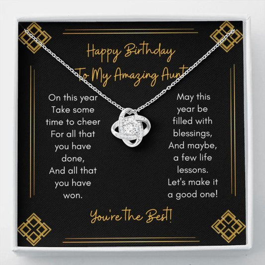 Aunt Necklace - Gift For Aunt - Gift Necklace Message Card - To My Aunt Happy Birthday Cheer 