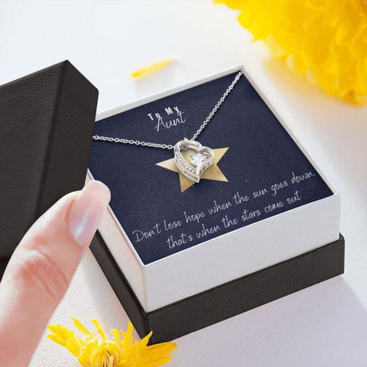 Aunt Necklace - Gift For Aunt - Gift Necklace With Message Card Aunt Star Heart Necklace