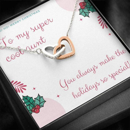 Aunt Necklace - Gift For Aunt - Happy Holidays To My Cool Aunt Heart Necklace
