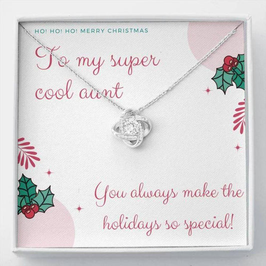 Aunt Necklace - Gift For Aunt - Happy Holidays To My Cool Aunt Love Knot Necklace