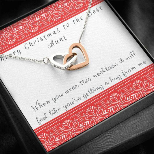 Aunt Necklace - Gift For Aunt - Necklace With Message Card Aunt Christmas Hearts Necklace