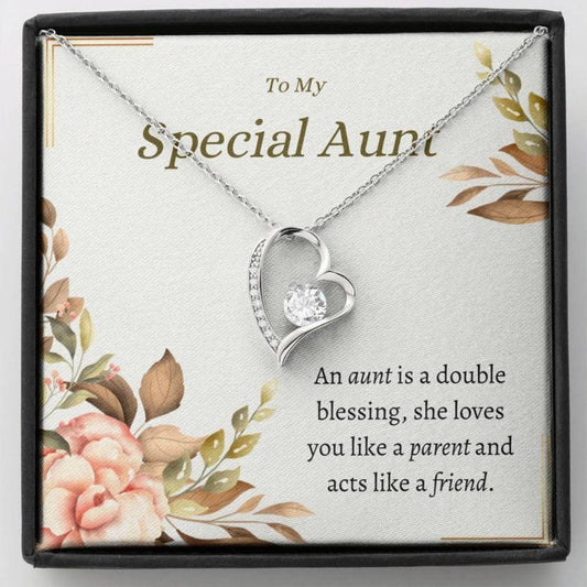 AUNT Necklace - Loving Necklace Card - Dainty Cubic Pendent - Special Aunt Gift - Aunt Birthday Gift