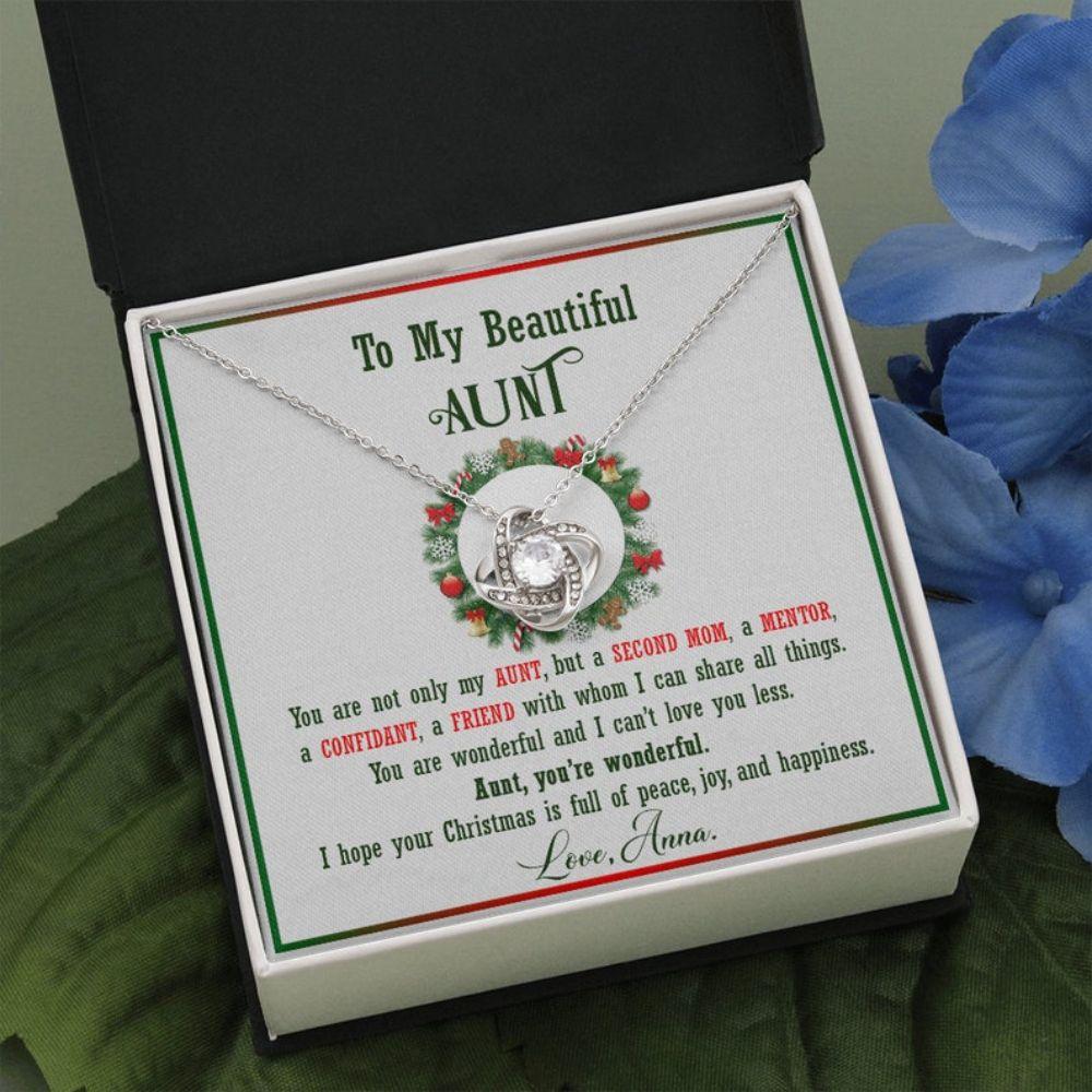 Aunt Necklace, To My Beautiful Aunt Christmas Necklace, Aunt Necklace For Holiday Christmas, Merry Christmas Necklace For Aunt, Christmas Necklace For Auntie