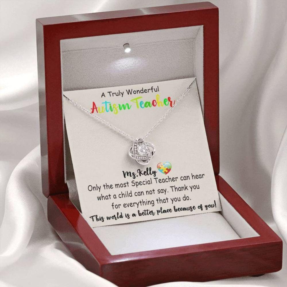 Autism Teacher Necklace Gifts, Personalized Name’S Teacher Gifts, Autism Awareness Necklace, Necklace, Special Education Teacher Necklace