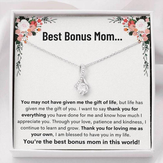 Bonus Mom Necklace, Best Bonus Mom Œlearn And Grow” Alluring Beauty Necklace Gift