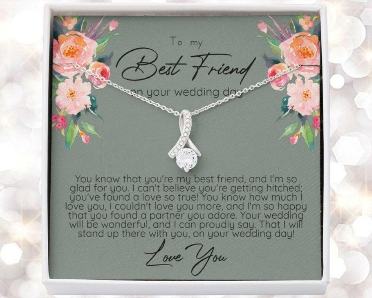 Friend Necklace, Best Friend Necklace Gift For Bride, Gift For Best Friend On Her Wedding Day