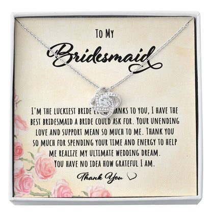 Best Friend Necklace, Gift From Bride To My Bridesmaid On My Wedding Day - Love Knot Necklace