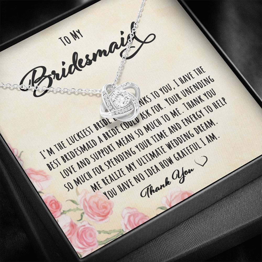 Best Friend Necklace, Gift From Bride To My Bridesmaid On My Wedding Day “ Love Knot Necklace