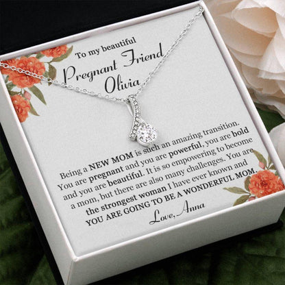 Best Friend Necklace, Personalized Gift For Pregnant Friend, Sentimental Pregnancy Gift For Friend, Mommy To Be Present For Best Friend, Expectant Mom Gift