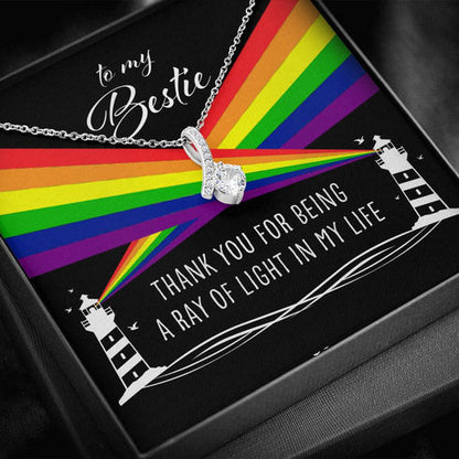 Best Friend Necklace, To My Bestie A Ray Of Light In My Life “ Lesbian Gay Lgbtq Alluring Beauty Necklace
