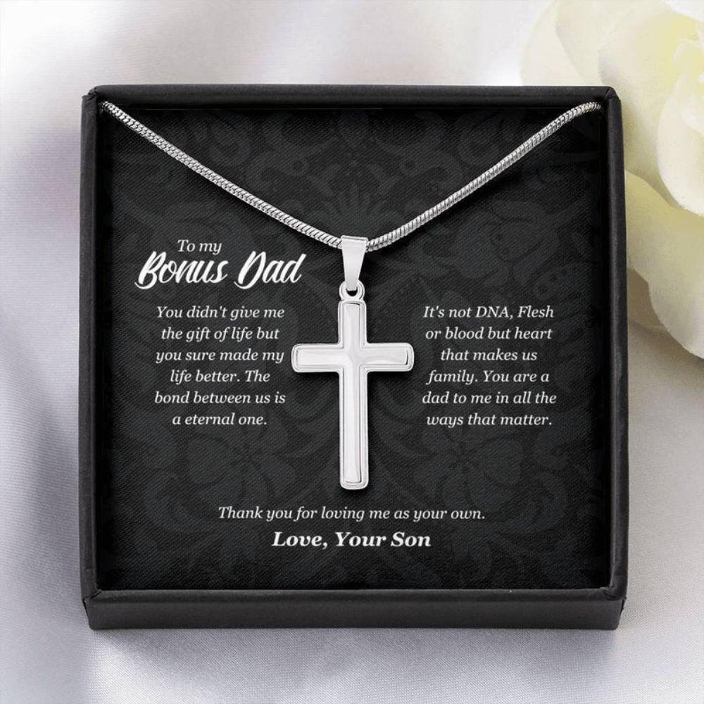 Dad Necklace, Bonus Dad Gift Necklace From Son, Bonus Dad Thank You Gift, Stepdad Gift