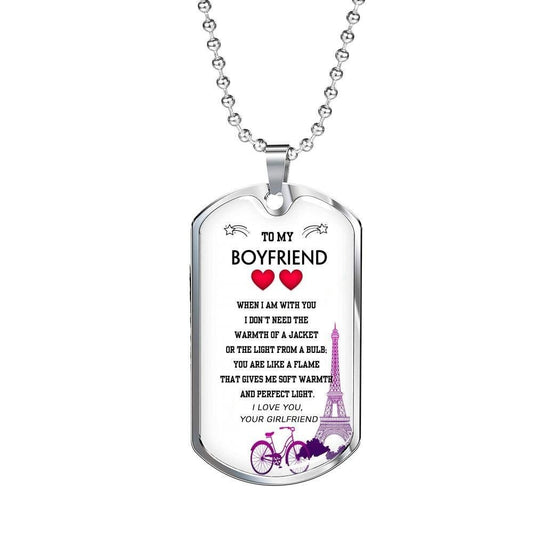 Boyfriend Dog Tag, To My Boyfriend Dog Tag Necklace, Boyfriend Gift, Necklace Gift For Him